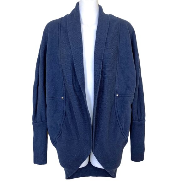 Wilfred Aritzia Diderot Cocoon Cardigan Sweater Blue Heather French Terry - Picture 1 of 7